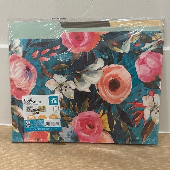 Pen+Gear Acrylic 3-Piece Organization Set & Floral File Folders, 6 Count Bundle - Picture 3 of 16